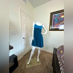 Betsey Johnson, blue satin Bow mini cocktail dress